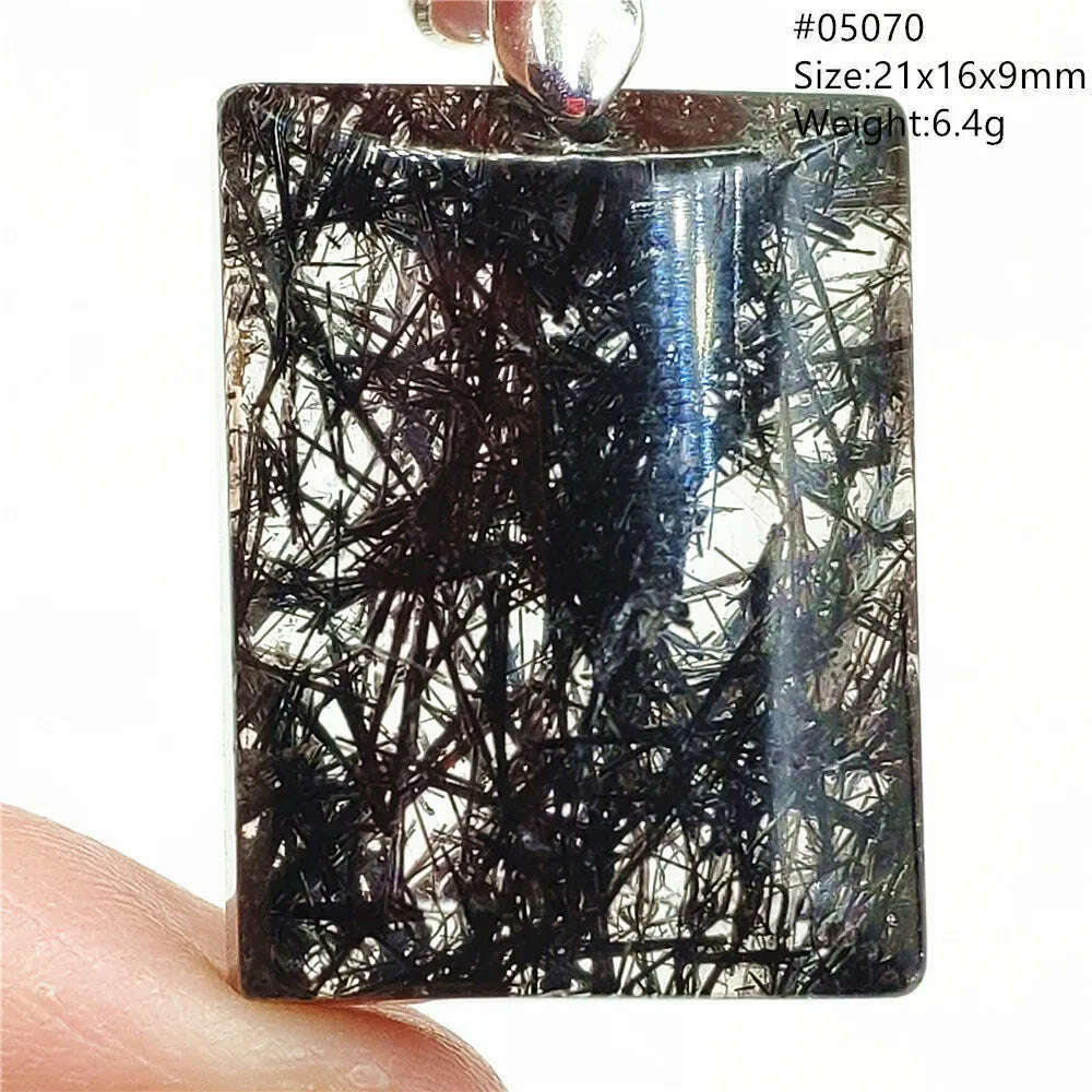 KIMLUD, Natural Black Rutilated Quartz Rectangle Pendant Jewelry Clear Beads Oval Clear Beads Crystal Wealthy Rutilated AAAAAA, KIMLUD Womens Clothes