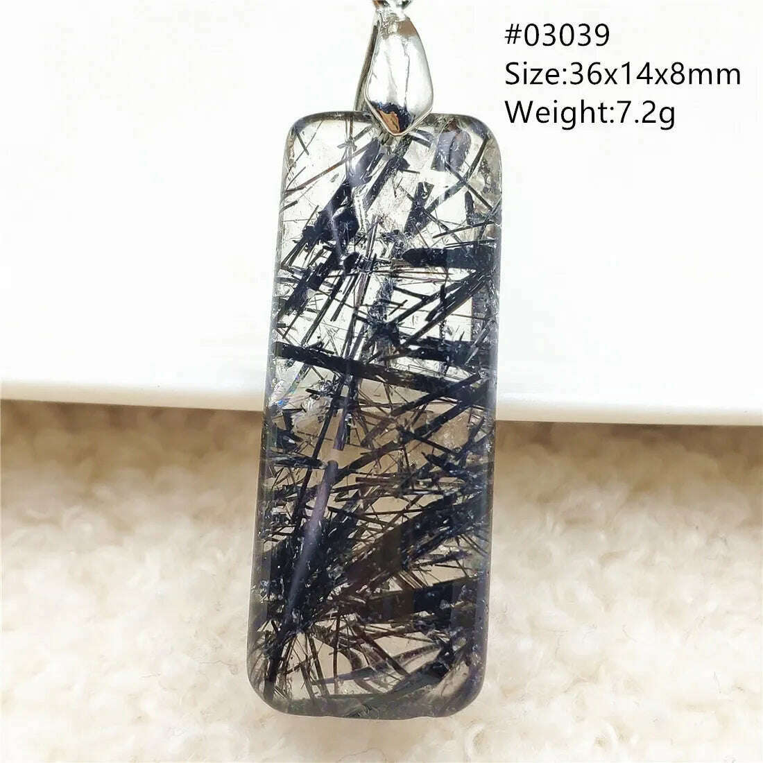 Natural Black Rutilated Quartz Rectangle Pendant Jewelry Clear Beads Oval Clear Beads Crystal Wealthy Rutilated AAAAAA - KIMLUD