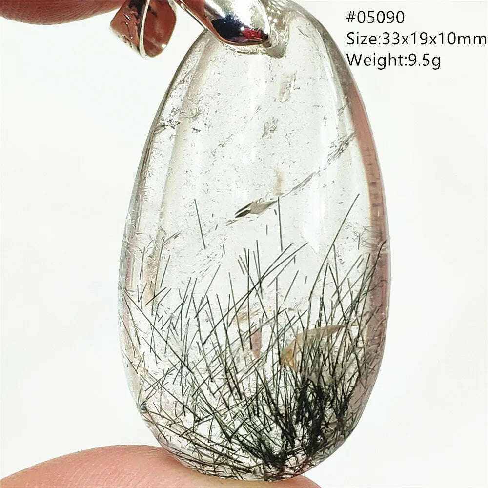 Natural Black Rutilated Quartz Rectangle Pendant Jewelry Clear Beads Oval Clear Beads Crystal Wealthy Rutilated AAAAAA - KIMLUD