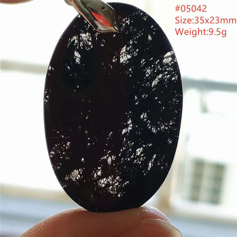 Natural Black Rutilated Quartz Rectangle Pendant Jewelry Clear Beads Oval Clear Beads Crystal Wealthy Rutilated AAAAAA - KIMLUD