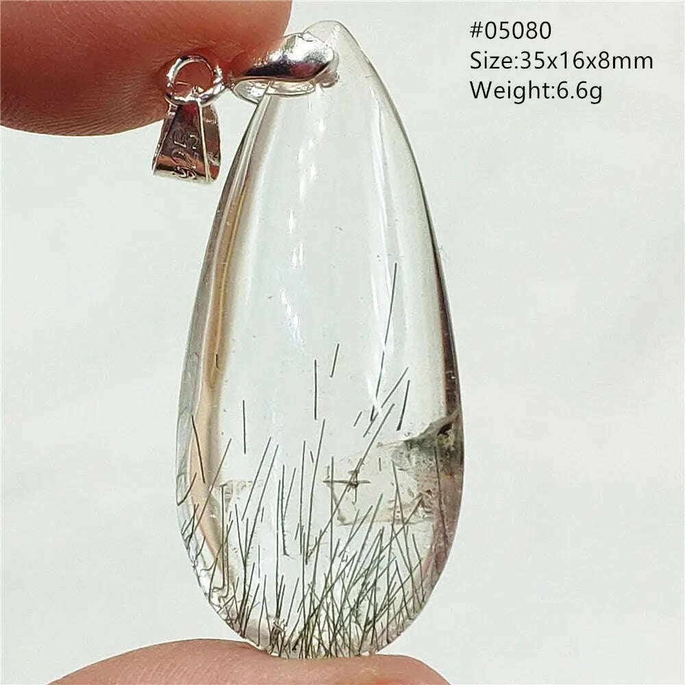 Natural Black Rutilated Quartz Rectangle Pendant Jewelry Clear Beads Oval Clear Beads Crystal Wealthy Rutilated AAAAAA - KIMLUD