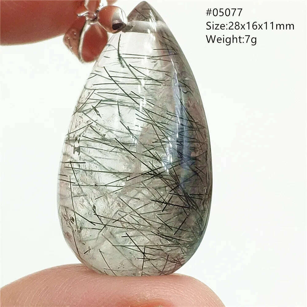 Natural Black Rutilated Quartz Rectangle Pendant Jewelry Clear Beads Oval Clear Beads Crystal Wealthy Rutilated AAAAAA - KIMLUD