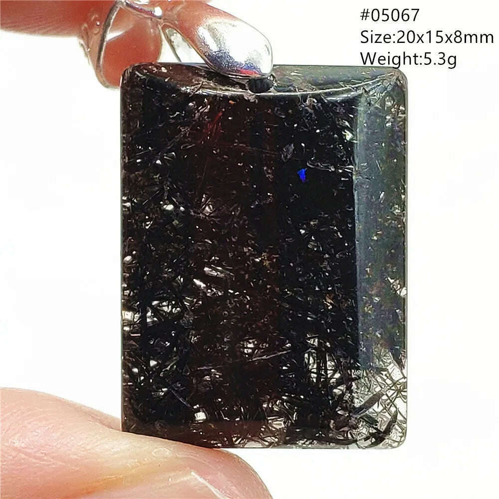 Natural Black Rutilated Quartz Rectangle Pendant Jewelry Clear Beads Oval Clear Beads Crystal Wealthy Rutilated AAAAAA - KIMLUD