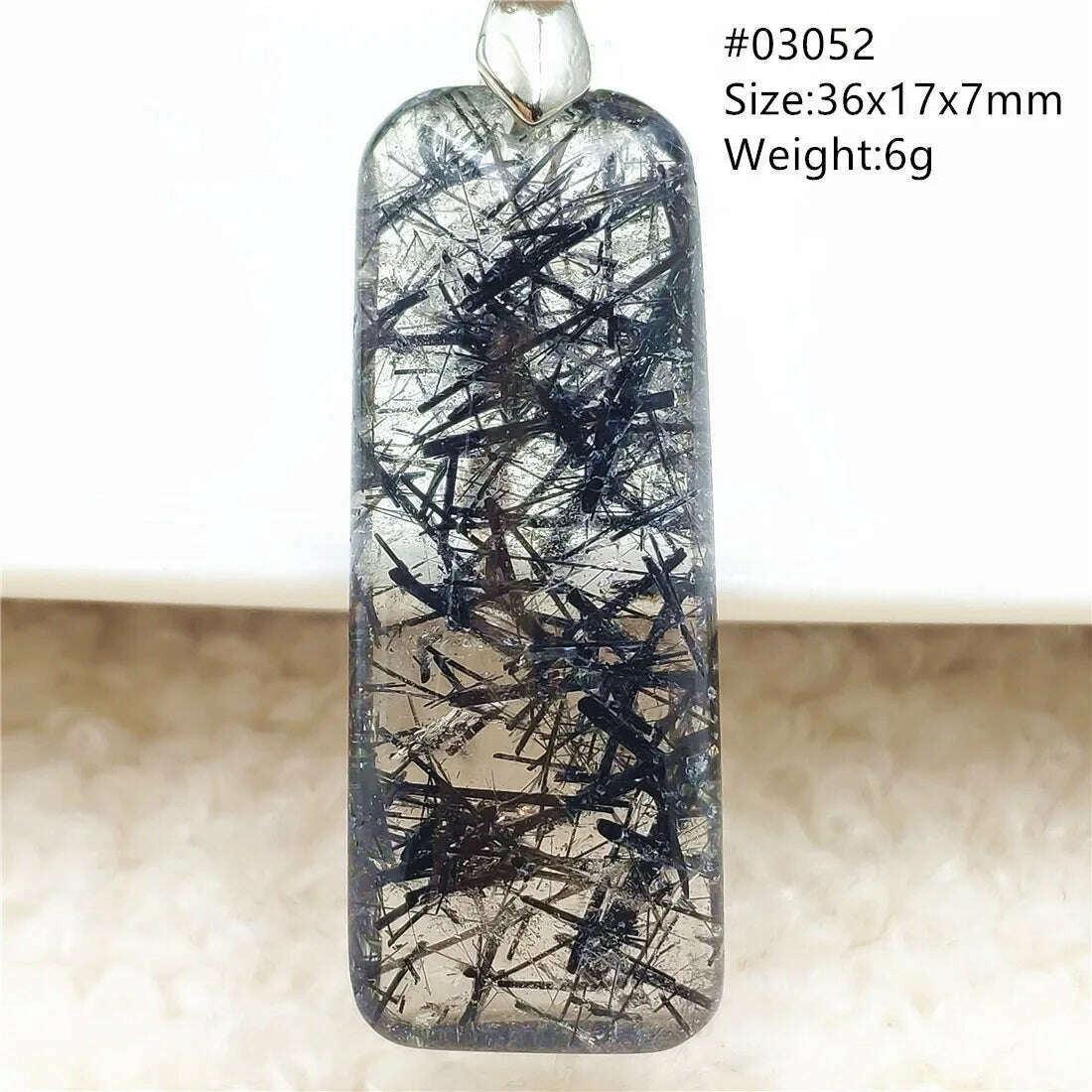 KIMLUD, Natural Black Rutilated Quartz Rectangle Pendant Jewelry Clear Beads Oval Clear Beads Crystal Wealthy Rutilated AAAAAA, 03052, KIMLUD APPAREL - Womens Clothes