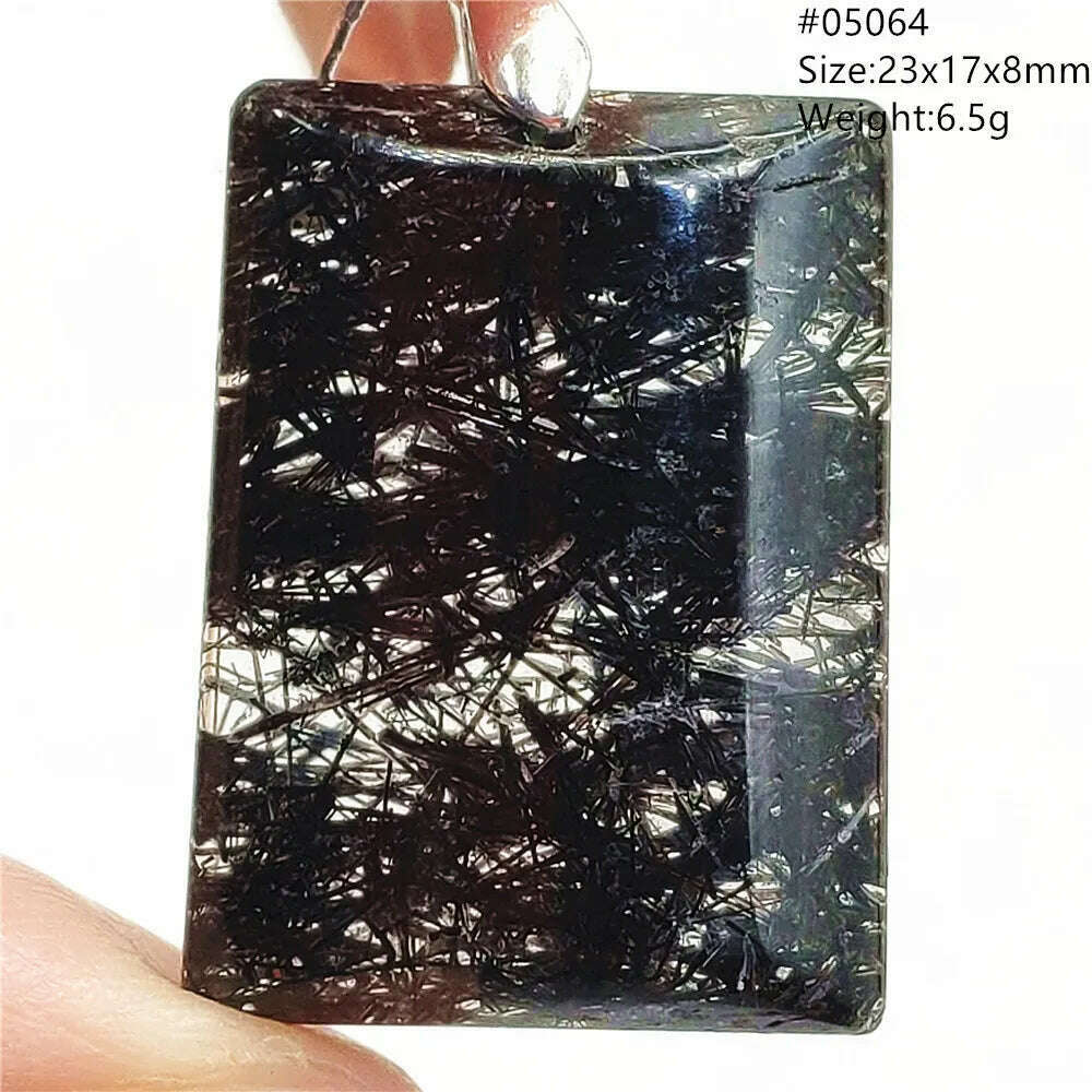 KIMLUD, Natural Black Rutilated Quartz Rectangle Pendant Jewelry Clear Beads Oval Clear Beads Crystal Wealthy Rutilated AAAAAA, 05064, KIMLUD APPAREL - Womens Clothes