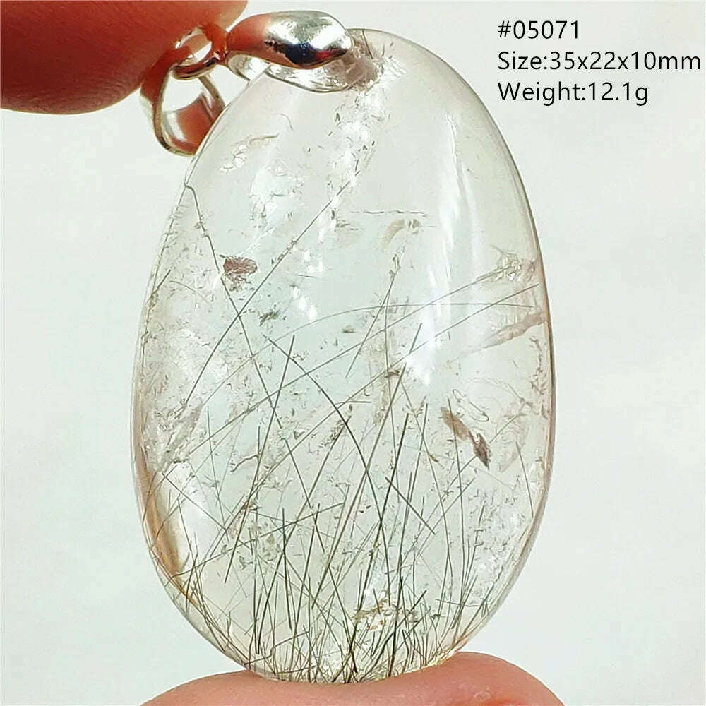 Natural Black Rutilated Quartz Rectangle Pendant Jewelry Clear Beads Oval Clear Beads Crystal Wealthy Rutilated AAAAAA - KIMLUD