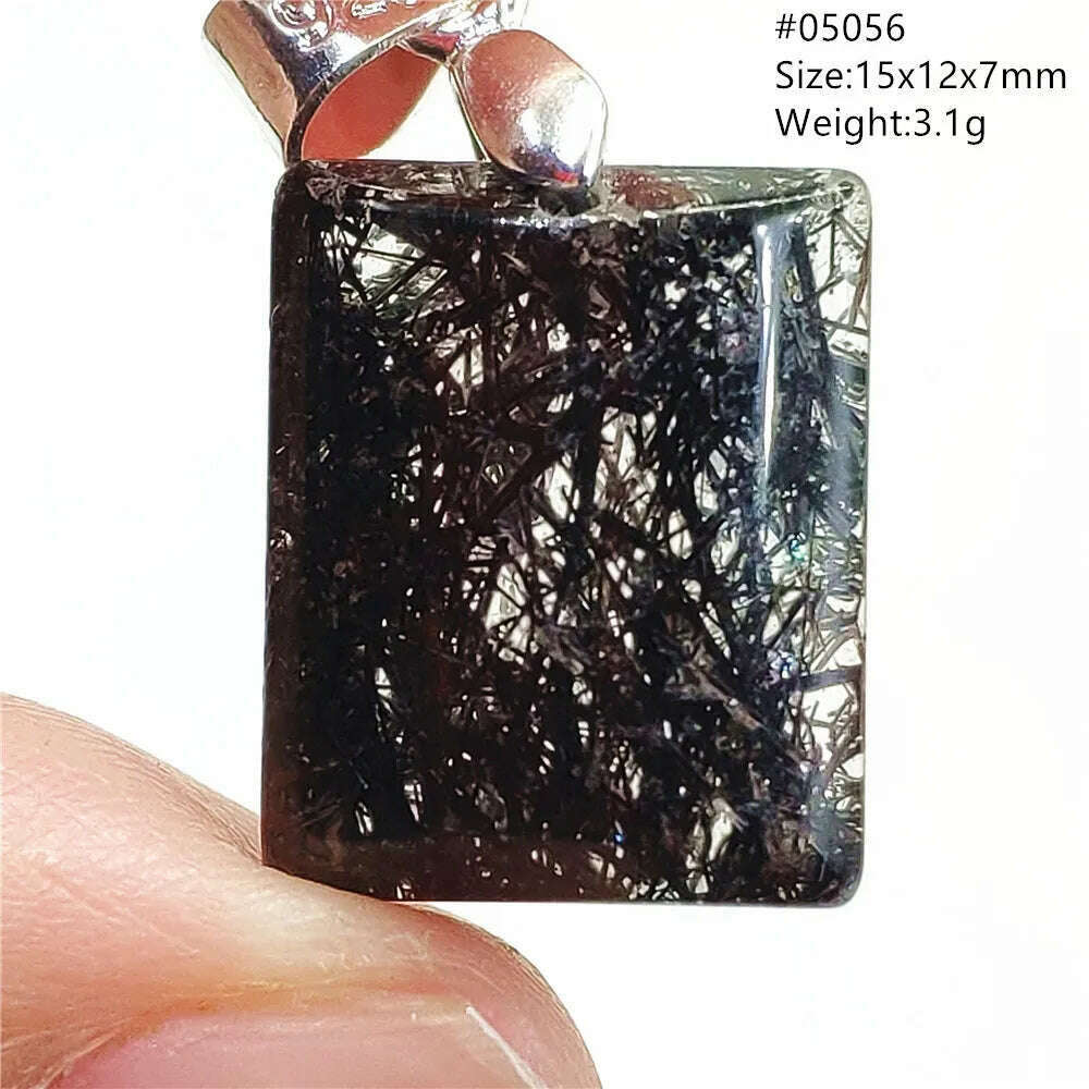 KIMLUD, Natural Black Rutilated Quartz Rectangle Pendant Jewelry Clear Beads Oval Clear Beads Crystal Wealthy Rutilated AAAAAA, 05056, KIMLUD APPAREL - Womens Clothes