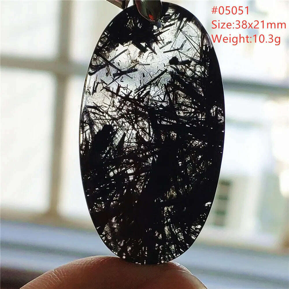 Natural Black Rutilated Quartz Rectangle Pendant Jewelry Clear Beads Oval Clear Beads Crystal Wealthy Rutilated AAAAAA - KIMLUD