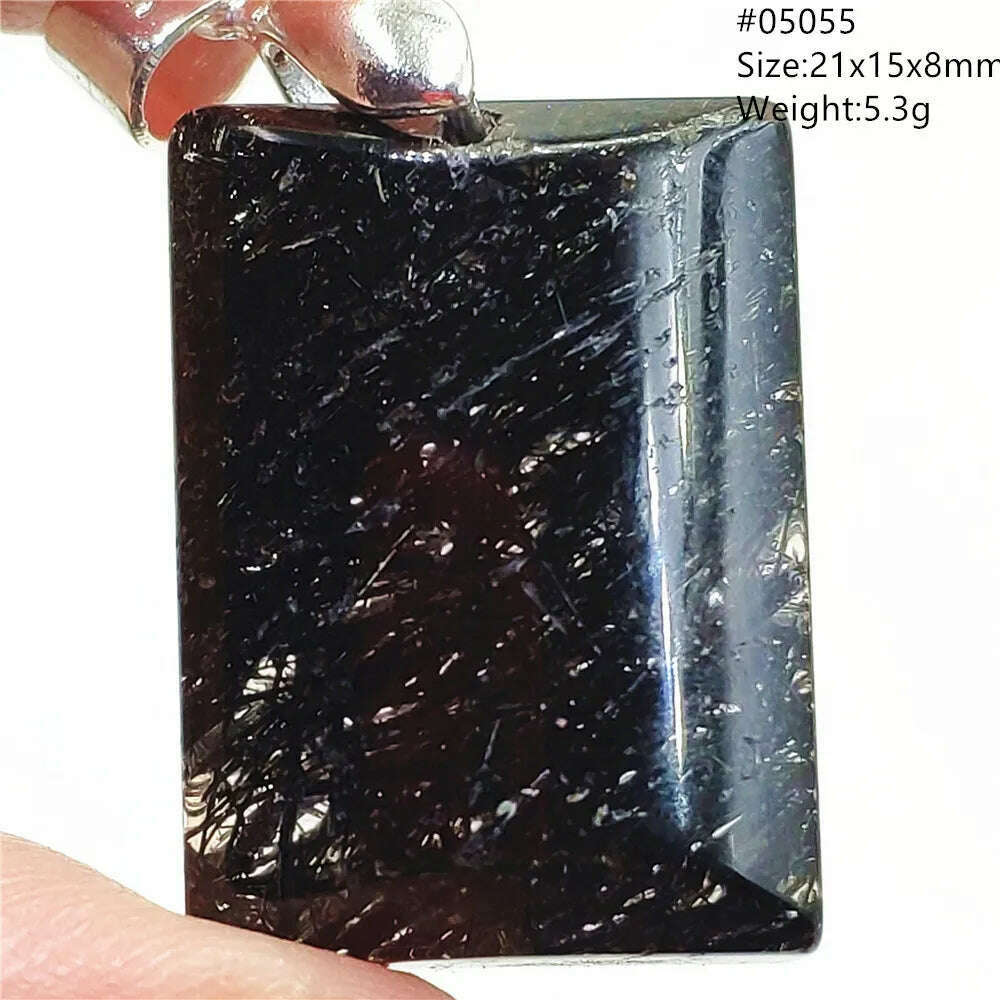 KIMLUD, Natural Black Rutilated Quartz Rectangle Pendant Jewelry Clear Beads Oval Clear Beads Crystal Wealthy Rutilated AAAAAA, 05055, KIMLUD APPAREL - Womens Clothes