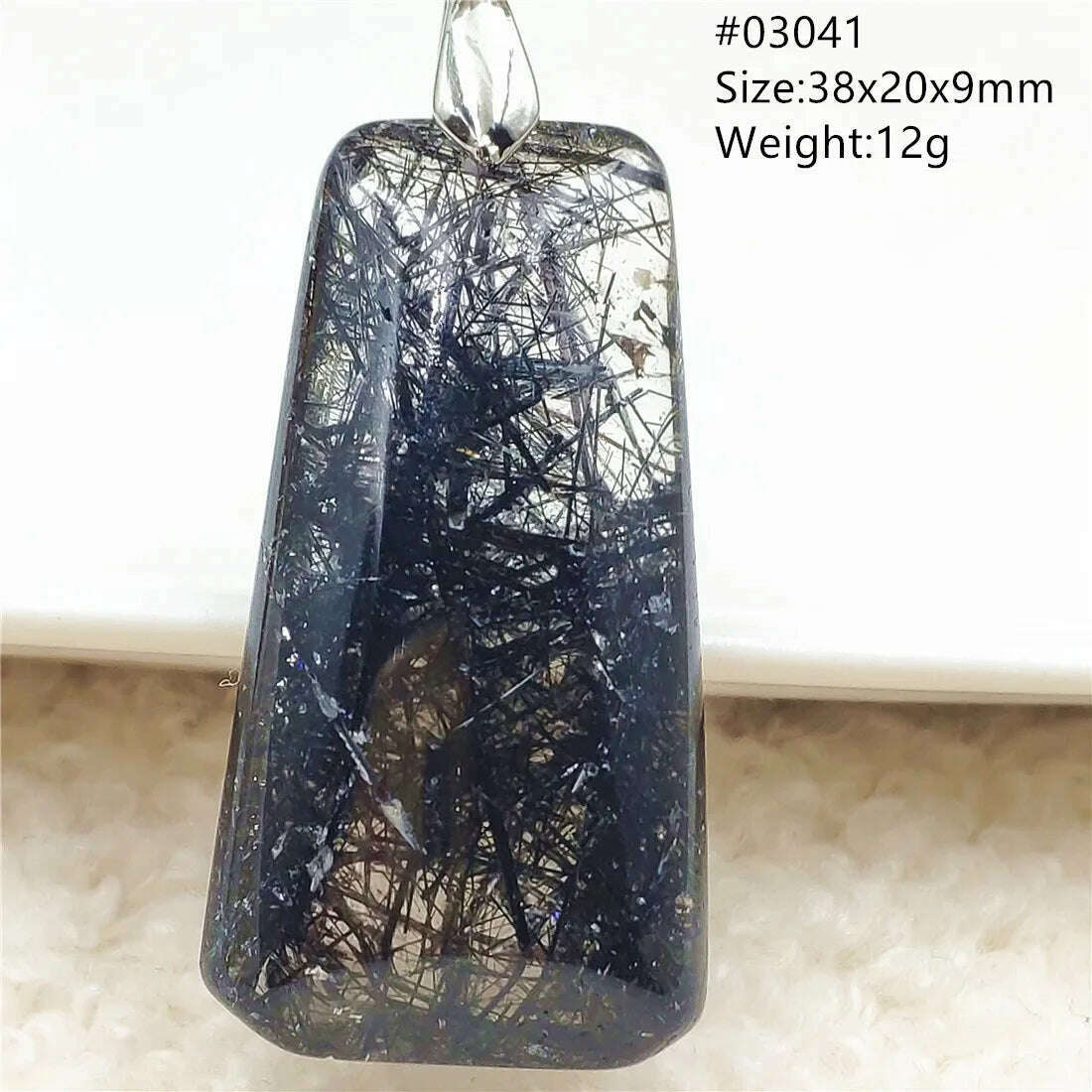 Natural Black Rutilated Quartz Rectangle Pendant Jewelry Clear Beads Oval Clear Beads Crystal Wealthy Rutilated AAAAAA - KIMLUD