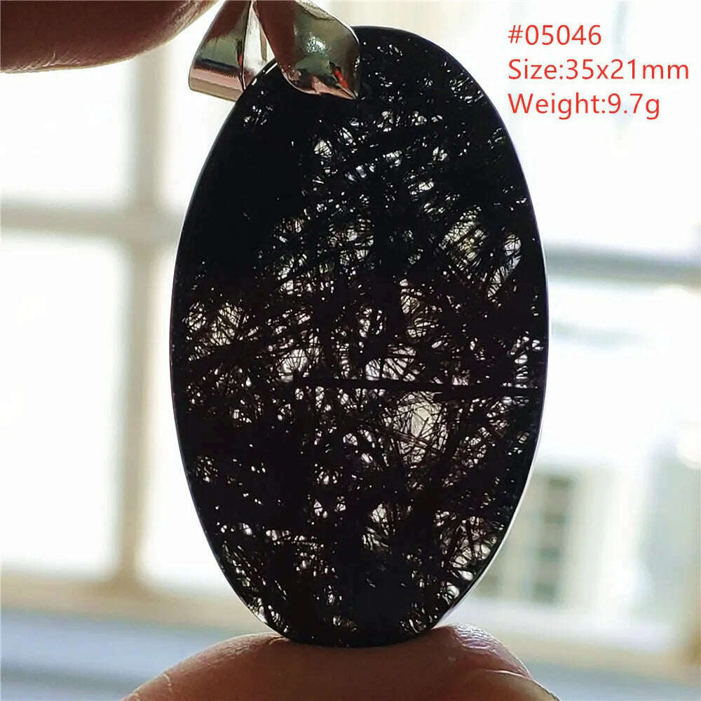 KIMLUD, Natural Black Rutilated Quartz Rectangle Pendant Jewelry Clear Beads Oval Clear Beads Crystal Wealthy Rutilated AAAAAA, 05046, KIMLUD APPAREL - Womens Clothes