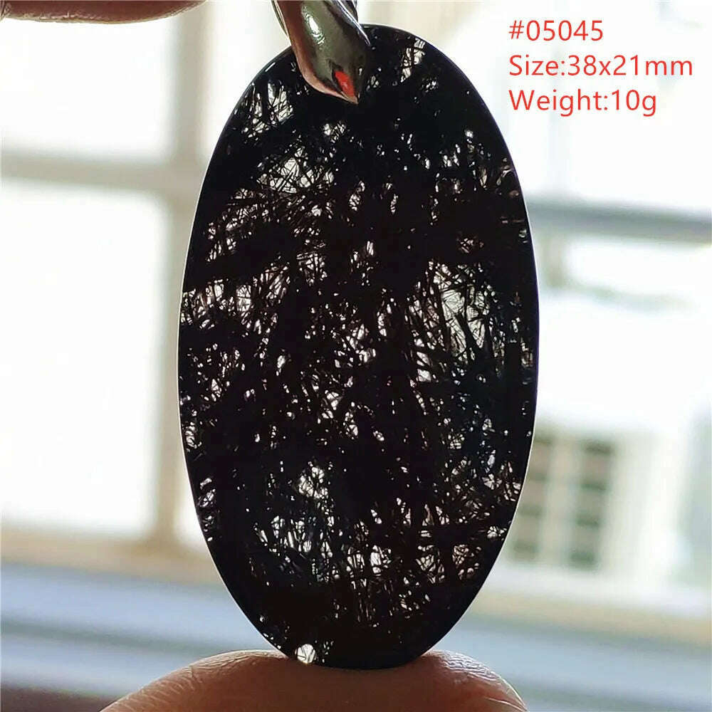 KIMLUD, Natural Black Rutilated Quartz Rectangle Pendant Jewelry Clear Beads Oval Clear Beads Crystal Wealthy Rutilated AAAAAA, 05045, KIMLUD APPAREL - Womens Clothes