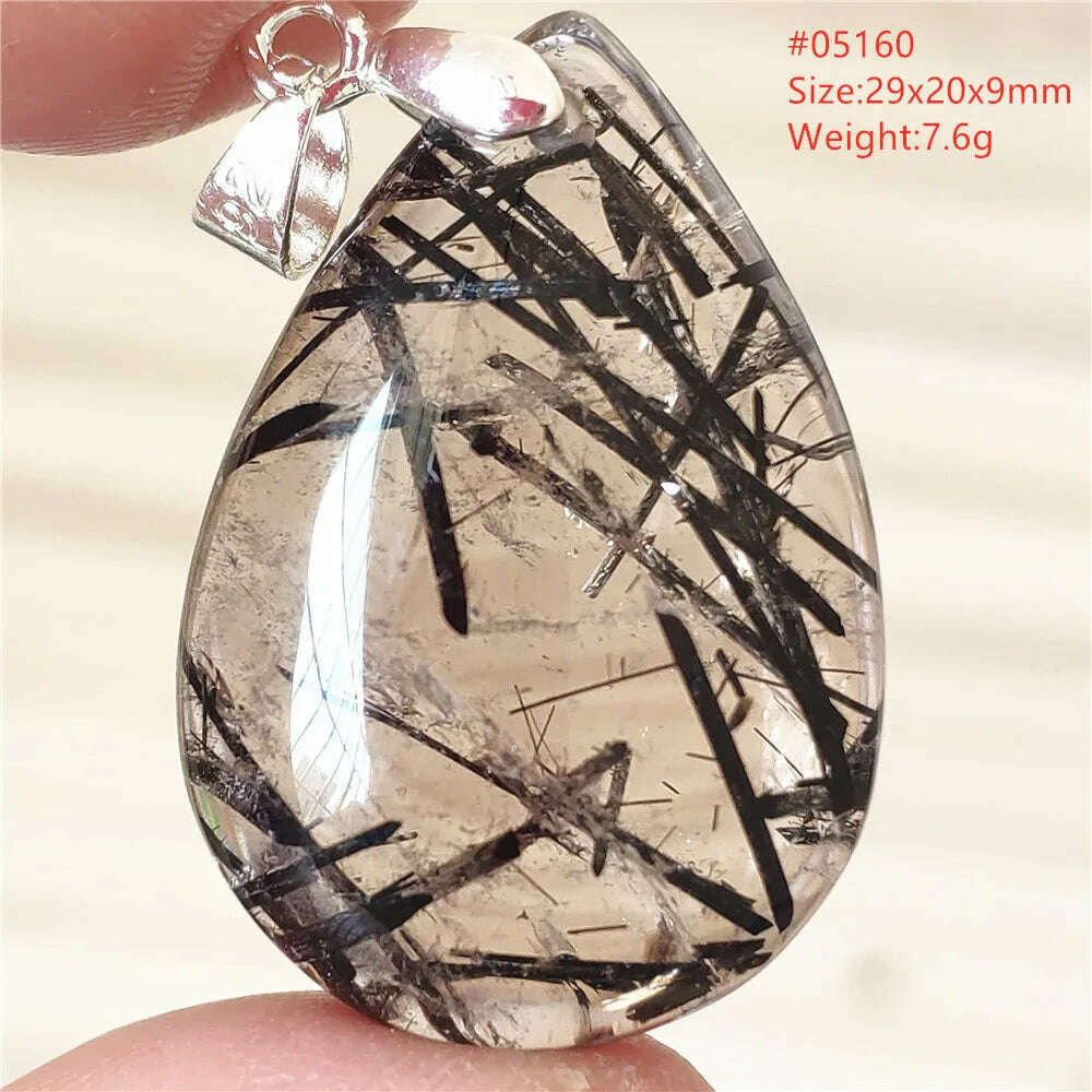 Natural Black Rutilated Quartz Rectangle Pendant Jewelry Clear Beads Oval Clear Beads Crystal Wealthy Rutilated AAAAAA - KIMLUD