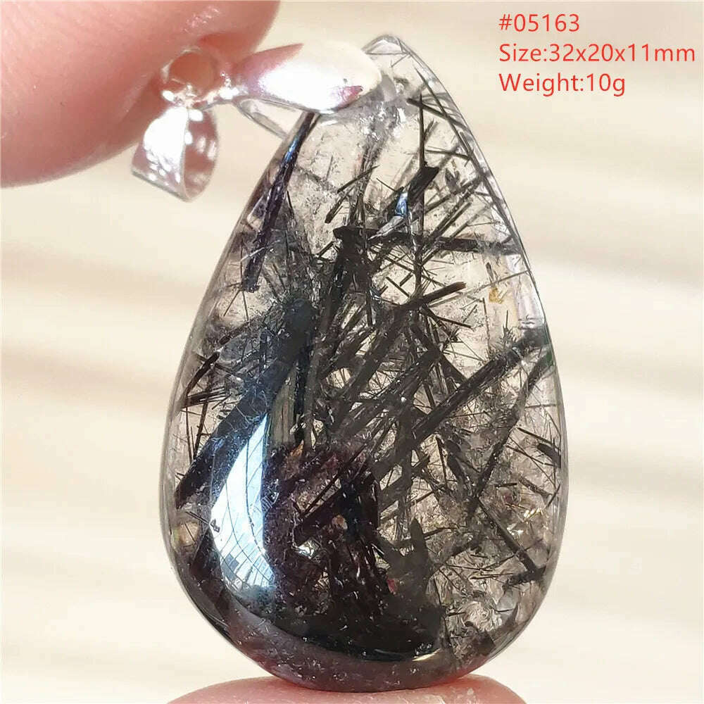 Natural Black Rutilated Quartz Rectangle Pendant Jewelry Clear Beads Oval Clear Beads Crystal Wealthy Rutilated AAAAAA - KIMLUD