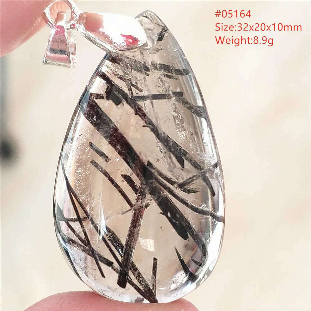 Natural Black Rutilated Quartz Rectangle Pendant Jewelry Clear Beads Oval Clear Beads Crystal Wealthy Rutilated AAAAAA - KIMLUD