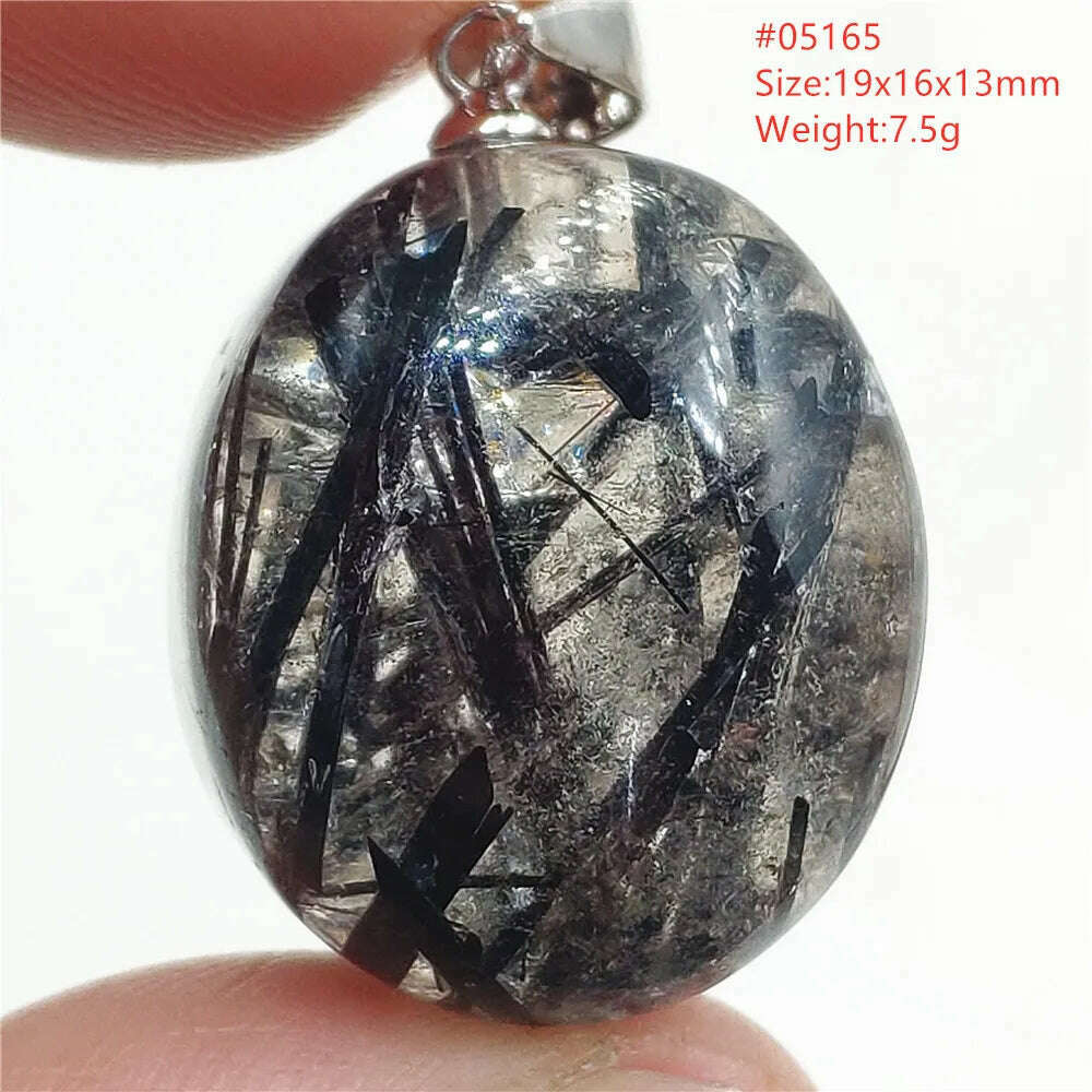 Natural Black Rutilated Quartz Rectangle Pendant Jewelry Clear Beads Oval Clear Beads Crystal Wealthy Rutilated AAAAAA - KIMLUD