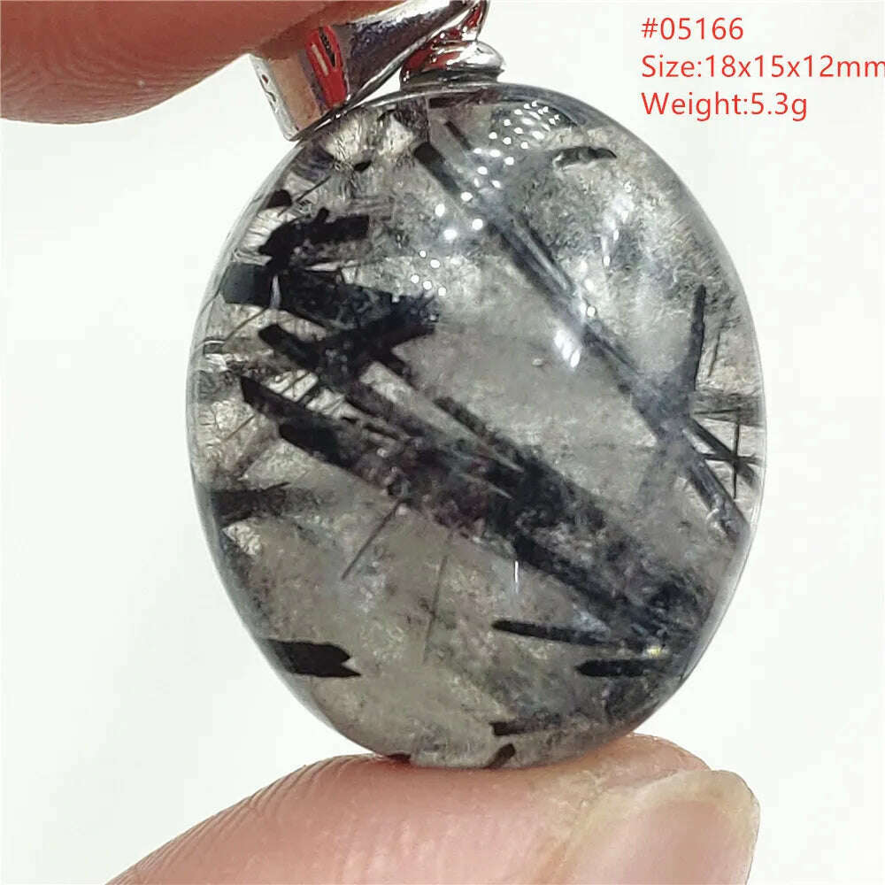 Natural Black Rutilated Quartz Rectangle Pendant Jewelry Clear Beads Oval Clear Beads Crystal Wealthy Rutilated AAAAAA - KIMLUD