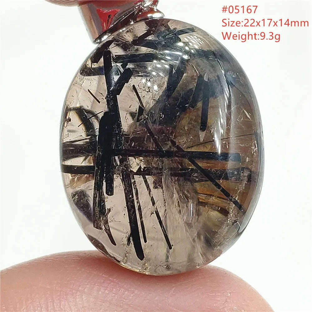 KIMLUD, Natural Black Rutilated Quartz Rectangle Pendant Jewelry Clear Beads Oval Clear Beads Crystal Wealthy Rutilated AAAAAA, 05167, KIMLUD APPAREL - Womens Clothes