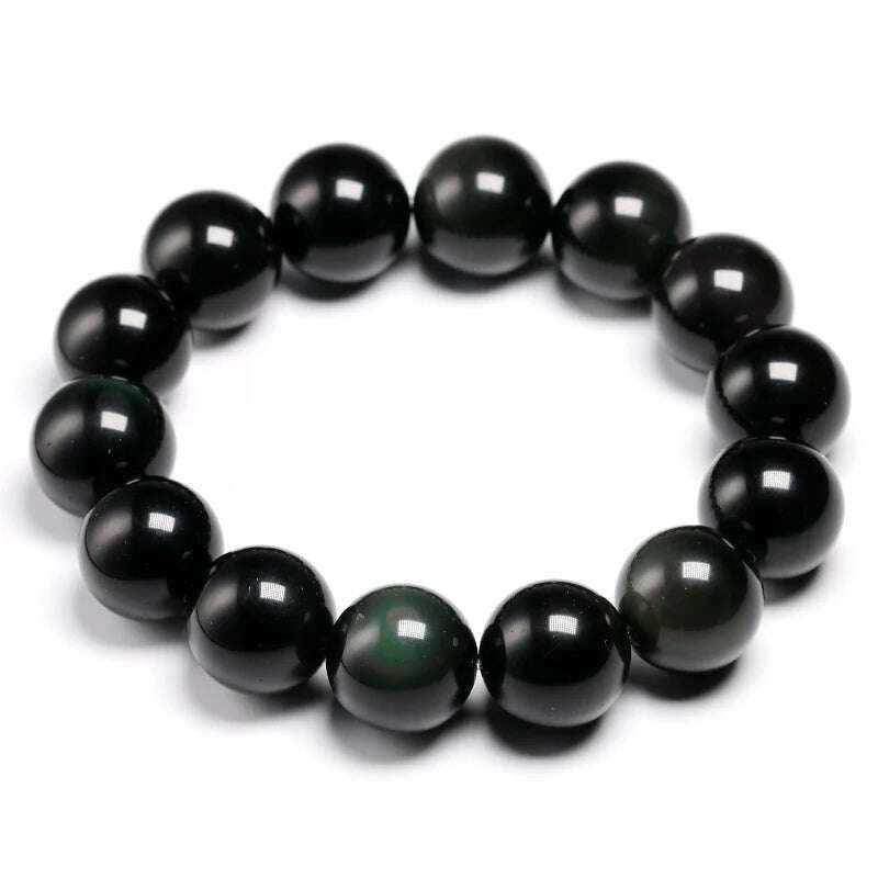 Natural Colorful Obsidian Bracelet Jewelry Stone Beads Round Bracelet Energy Bangle For Men & Women Valentine's Gift New Design - KIMLUD