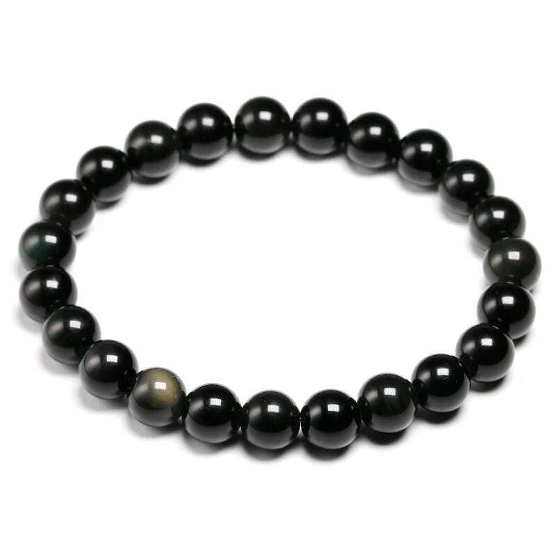 KIMLUD, Natural Colorful Obsidian Bracelet Jewelry Stone Beads Round Bracelet Energy Bangle For Men & Women Valentine's Gift New Design, KIMLUD Womens Clothes