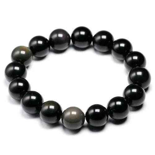 Natural Colorful Obsidian Bracelet Jewelry Stone Beads Round Bracelet Energy Bangle For Men & Women Valentine's Gift New Design - KIMLUD