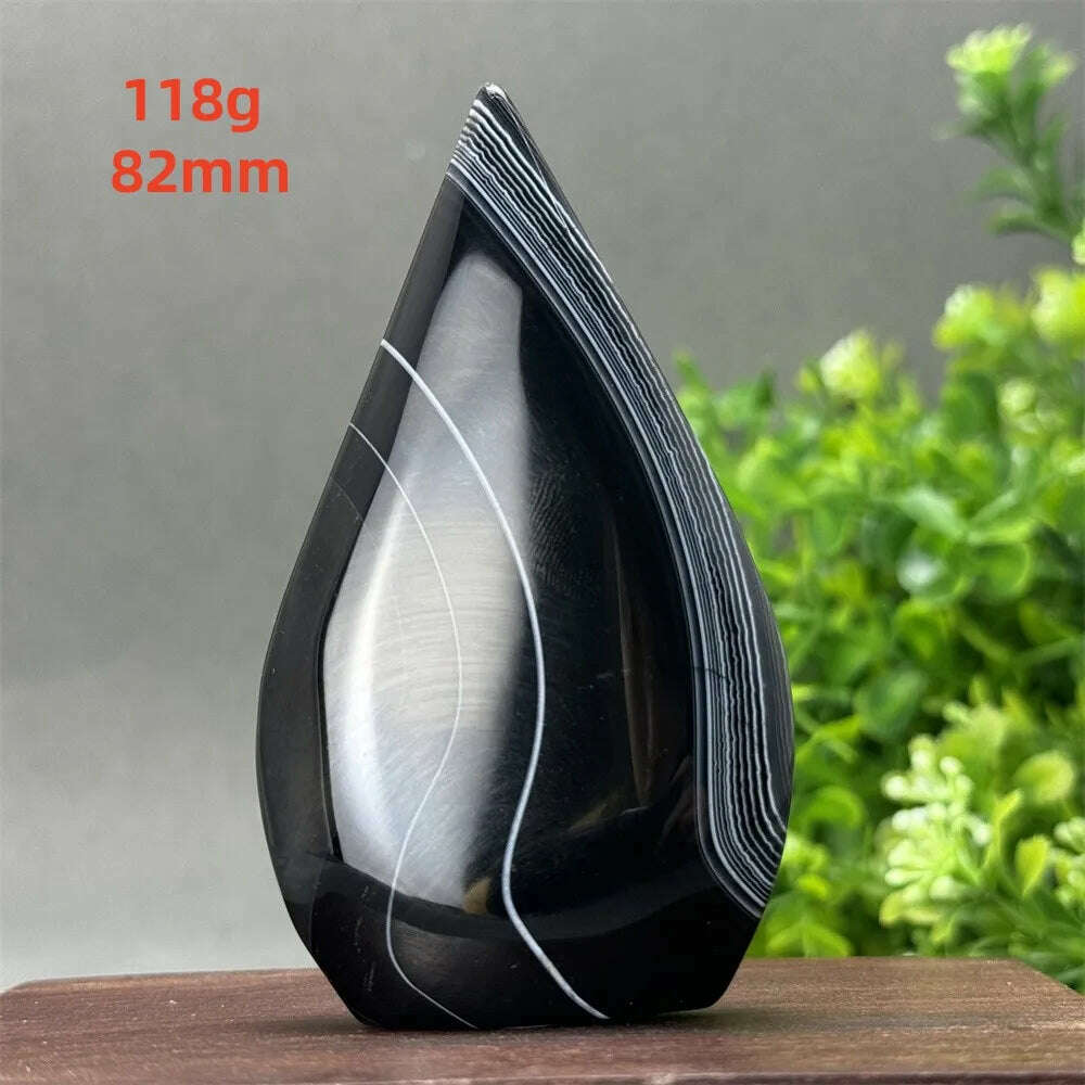 KIMLUD, Natural Crystal Black Onyx Silk Stripes Free Form Torch Healing Reiki Meditation Feng Shui Home Decor Gift, KIMLUD Womens Clothes