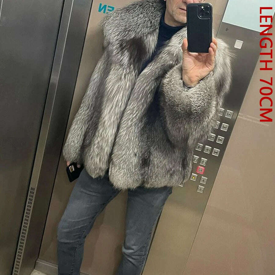 Natural Fox Fur Clothes Real Fox Fur Coat Winter Men Big Large Suit Collar Warm Thick Best Selling Styles - KIMLUD