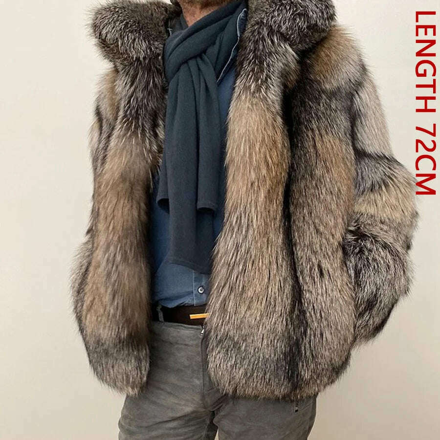 Natural Fox Fur Clothes Real Fox Fur Coat Winter Men Big Large Suit Collar Warm Thick Best Selling Styles - KIMLUD