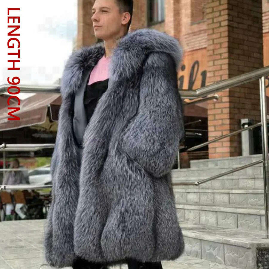 Natural Fox Fur Clothes Real Fox Fur Coat Winter Men Big Large Suit Collar Warm Thick Best Selling Styles - KIMLUD