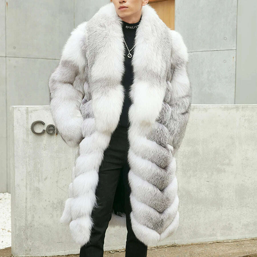 Natural Fox Fur Clothes Real Fox Fur Coat Winter Men Big Large Suit Collar Warm Thick Best Selling Styles - KIMLUD