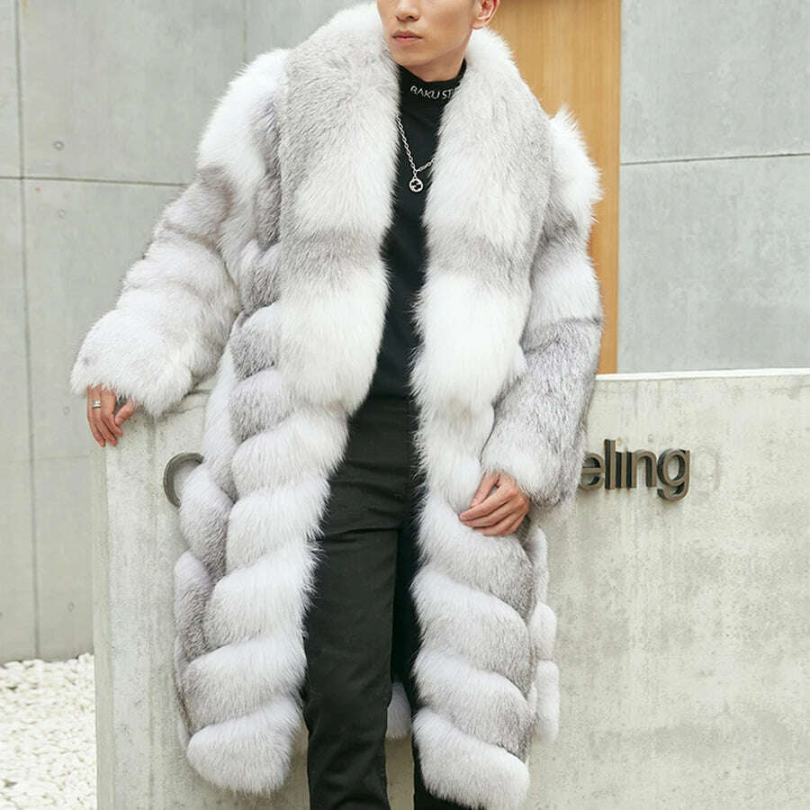 Natural Fox Fur Clothes Real Fox Fur Coat Winter Men Big Large Suit Collar Warm Thick Best Selling Styles - KIMLUD