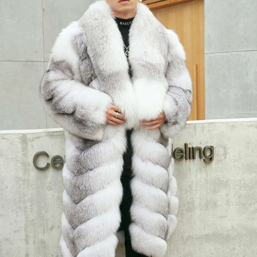 Natural Fox Fur Clothes Real Fox Fur Coat Winter Men Big Large Suit Collar Warm Thick Best Selling Styles - KIMLUD