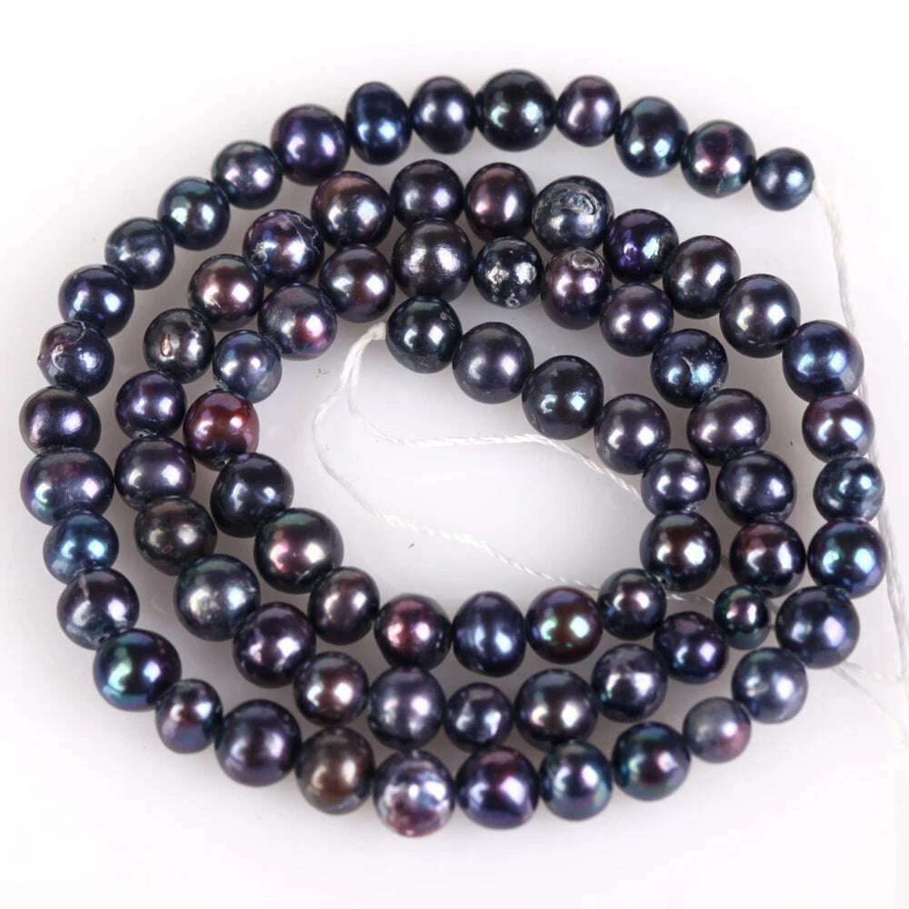 KIMLUD, Natural Freshwater Pearl Beads High Quality Black Round Pearls Beads For Jewelry Making Fit DIY Women Bracelet Necklace Earrings, 4-5mm 74-77pcs, KIMLUD APPAREL - Womens Clothes