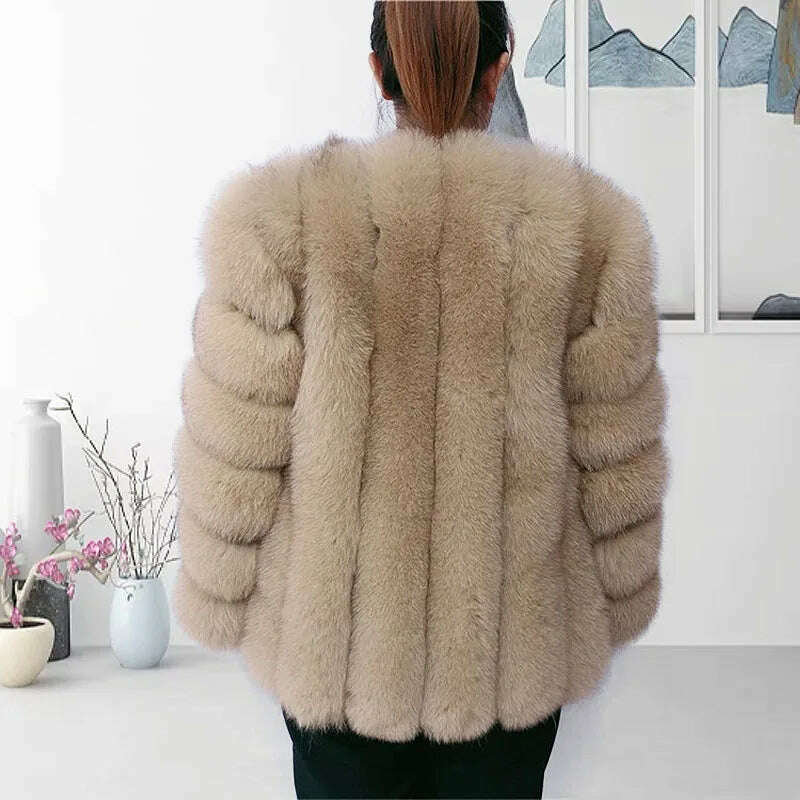 KIMLUD, Natural fur ackets for women 2023 New style real fur coat Vertical bar high quality winter women cold coat Luxury free shipping, cream / S / CHINA, KIMLUD APPAREL - Womens Clothes