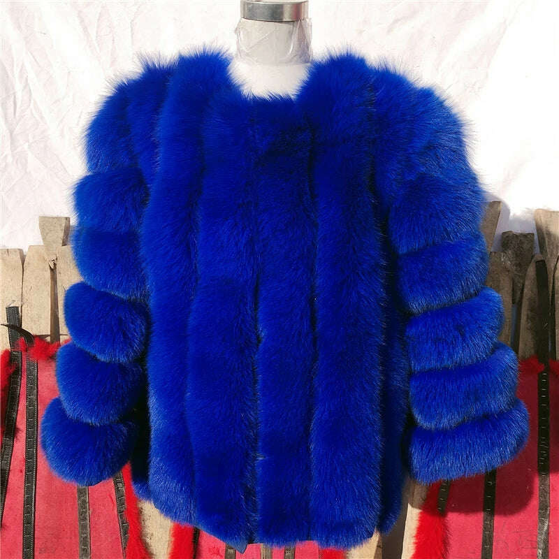 KIMLUD, Natural fur ackets for women 2023 New style real fur coat Vertical bar high quality winter women cold coat Luxury free shipping, Royal blue / S / CHINA, KIMLUD APPAREL - Womens Clothes