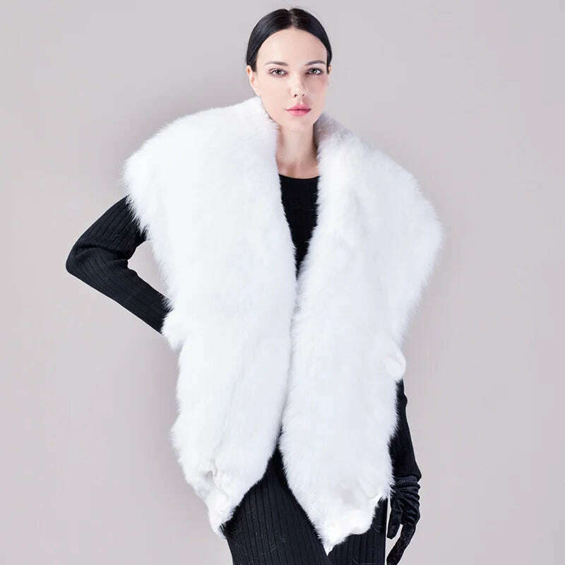 Natural Fur Fox Whole Skin Scarf Ladies Winter Fashion Retro Luxury Party Women Winter Warm Real Fur Collar Ring S5877 - KIMLUD