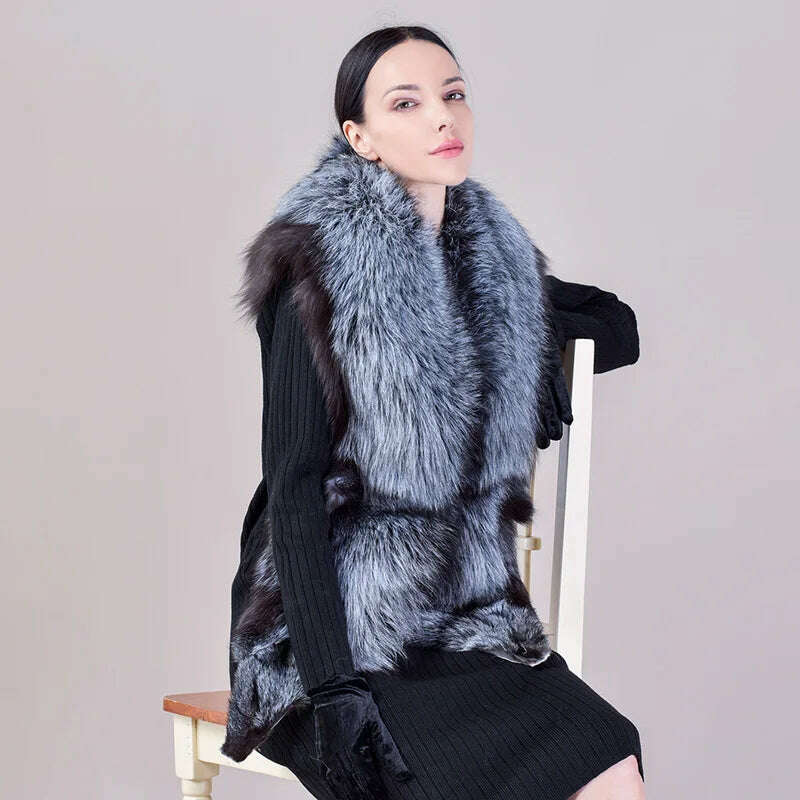 Natural Fur Fox Whole Skin Scarf Ladies Winter Fashion Retro Luxury Party Women Winter Warm Real Fur Collar Ring S5877 - KIMLUD