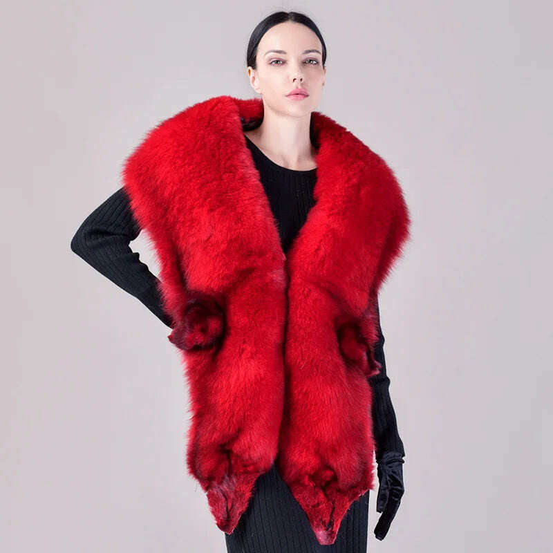 Natural Fur Fox Whole Skin Scarf Ladies Winter Fashion Retro Luxury Party Women Winter Warm Real Fur Collar Ring S5877 - KIMLUD