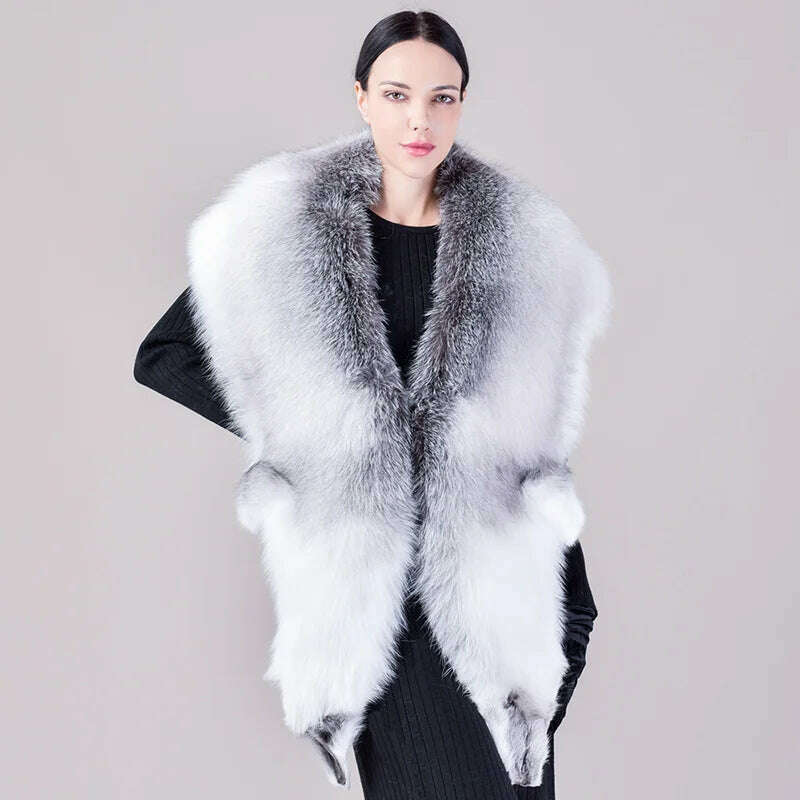 Natural Fur Fox Whole Skin Scarf Ladies Winter Fashion Retro Luxury Party Women Winter Warm Real Fur Collar Ring S5877 - KIMLUD