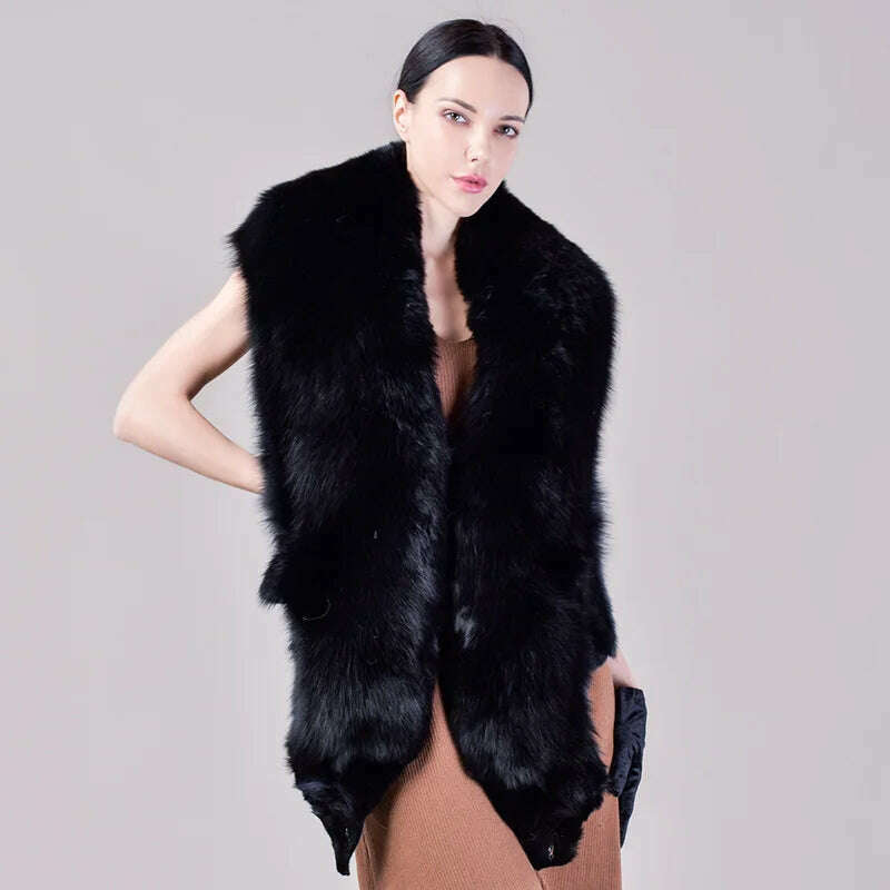 Natural Fur Fox Whole Skin Scarf Ladies Winter Fashion Retro Luxury Party Women Winter Warm Real Fur Collar Ring S5877 - KIMLUD