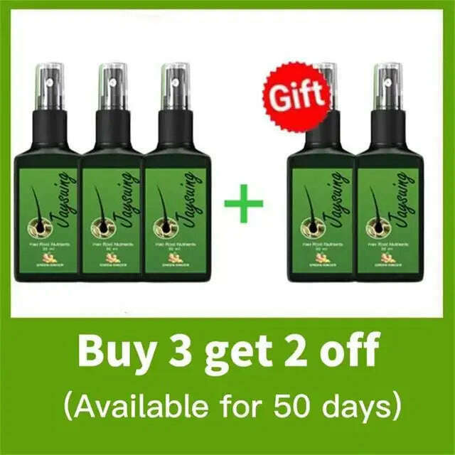 KIMLUD, Natural Ginger Hair Growth Spray Hair Roots Fast Grow Anti Hair Loss Essence Liquid Scalp Damaged Treatment Repair Beauty Health, 5PCS, KIMLUD APPAREL - Womens Clothes