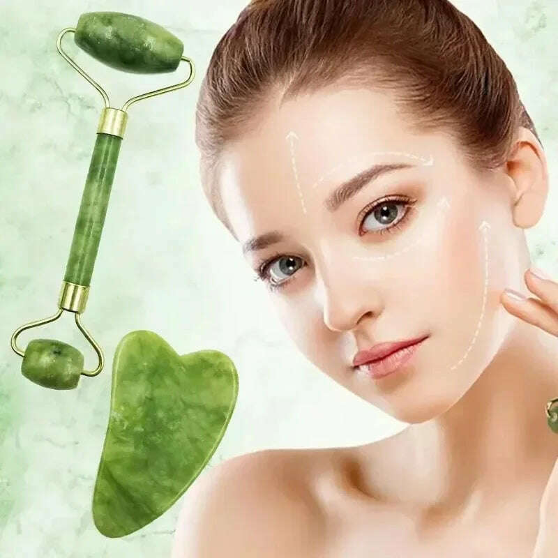 Natural Jade Roller Massager Facial Roller Jade Stone Liftting Anti-wrinkle Body SPA Scraping Beauty Skin Care Tool - KIMLUD