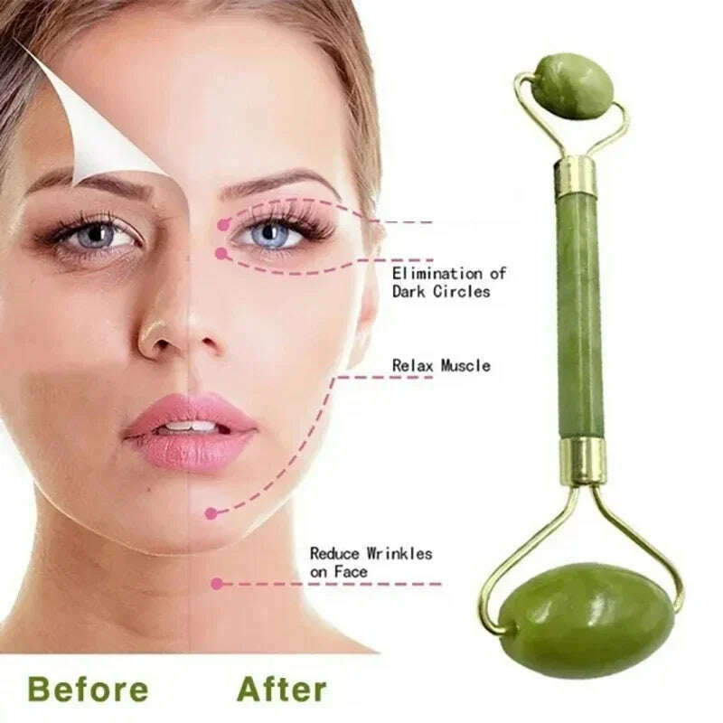 Natural Jade Roller Massager Facial Roller Jade Stone Liftting Anti-wrinkle Body SPA Scraping Beauty Skin Care Tool - KIMLUD