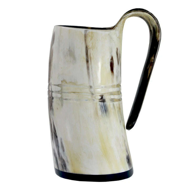 Natural Ox Horn Coffee Mug Viking Drinking Horn Tankard Authentic Medieval Inspired Goblet-Food Grade&One Year Warranty - KIMLUD