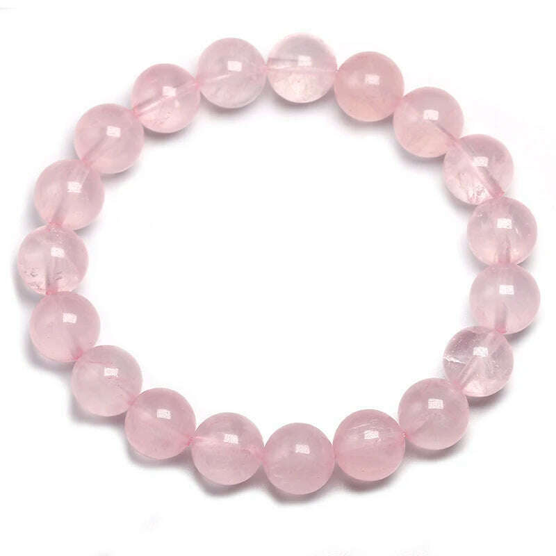 Natural Smooth Rose Quartz Energy Natural Stone Strench Bracelet Elastic Fine Jewelry Beads Lovers Women Handmade Gift - KIMLUD