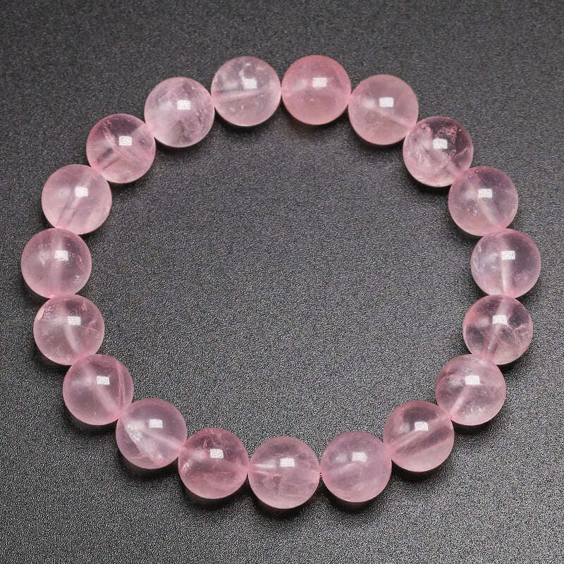 Natural Smooth Rose Quartz Energy Natural Stone Strench Bracelet Elastic Fine Jewelry Beads Lovers Women Handmade Gift - KIMLUD