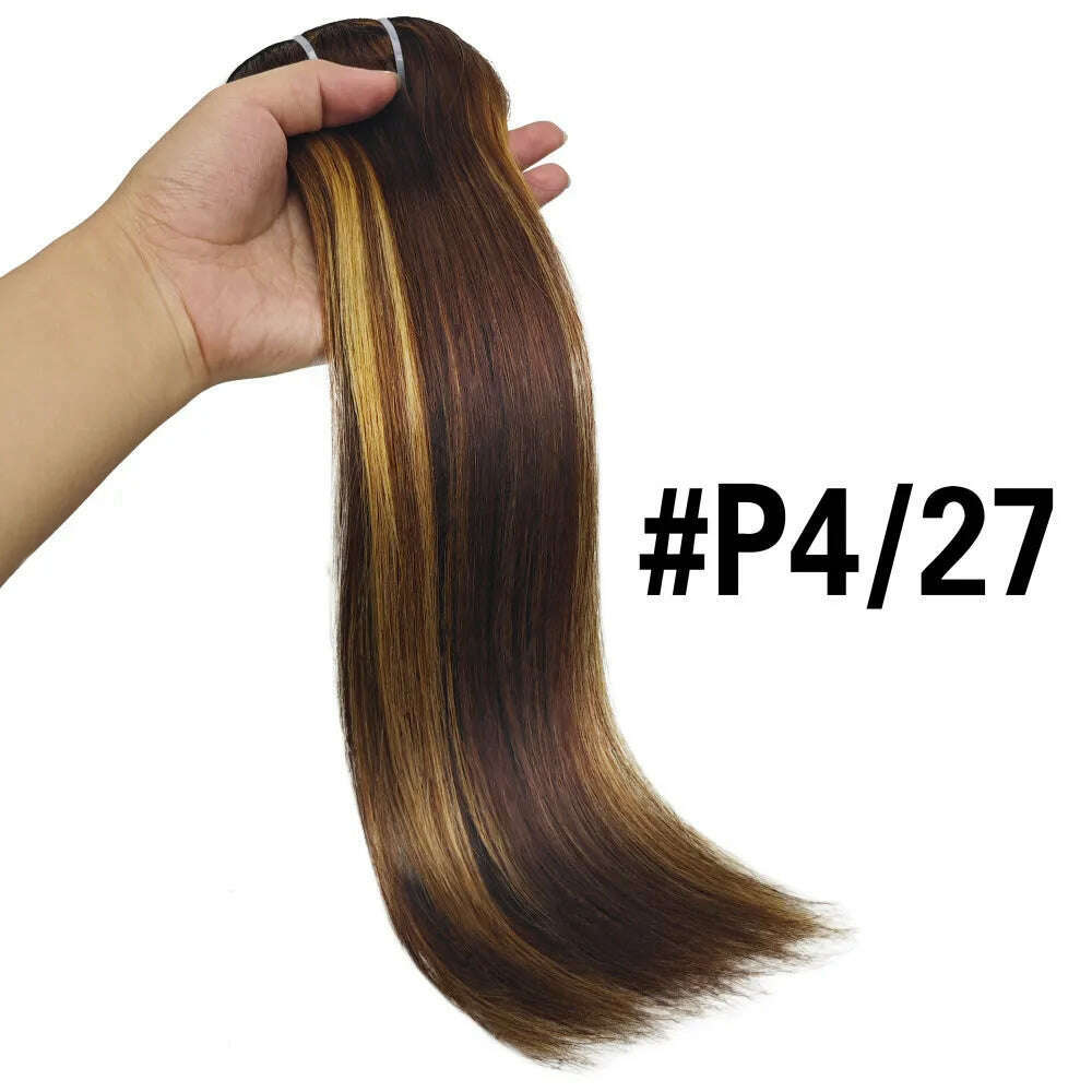 Natural Straight Clip in Hair Extensions Human Hair Seamless Clip in Extensions 100% Unprocessed Full Head Brazilian Virgin Hair - KIMLUD