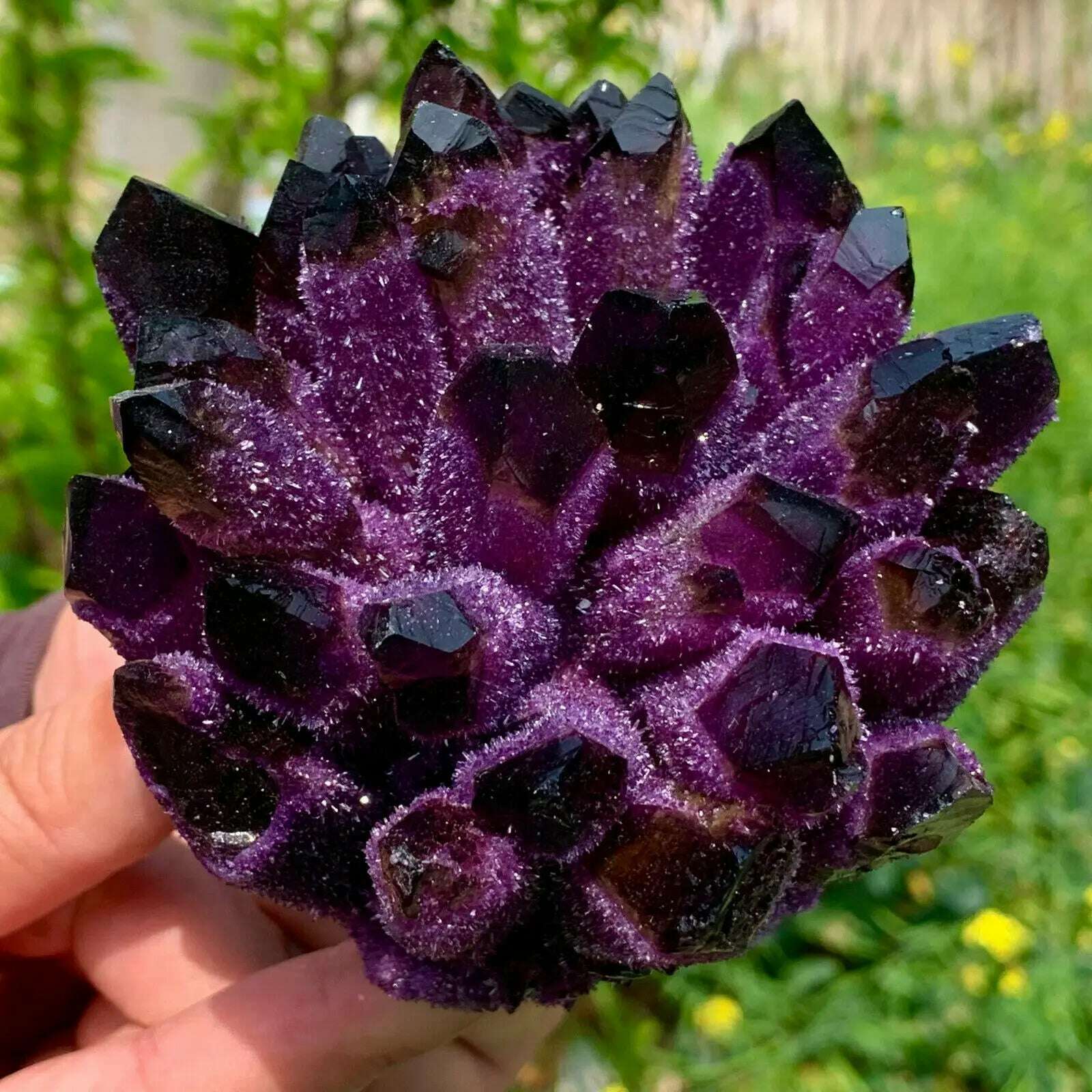 Natural violet Ghost Phantom Quartz Crystal Cluster Healing Specimen - KIMLUD