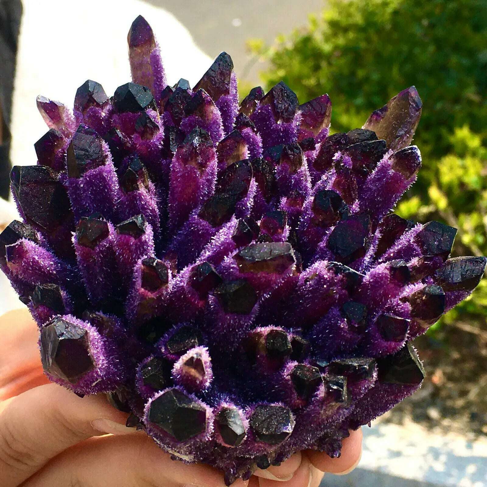 Natural violet Ghost Phantom Quartz Crystal Cluster Healing Specimen - KIMLUD