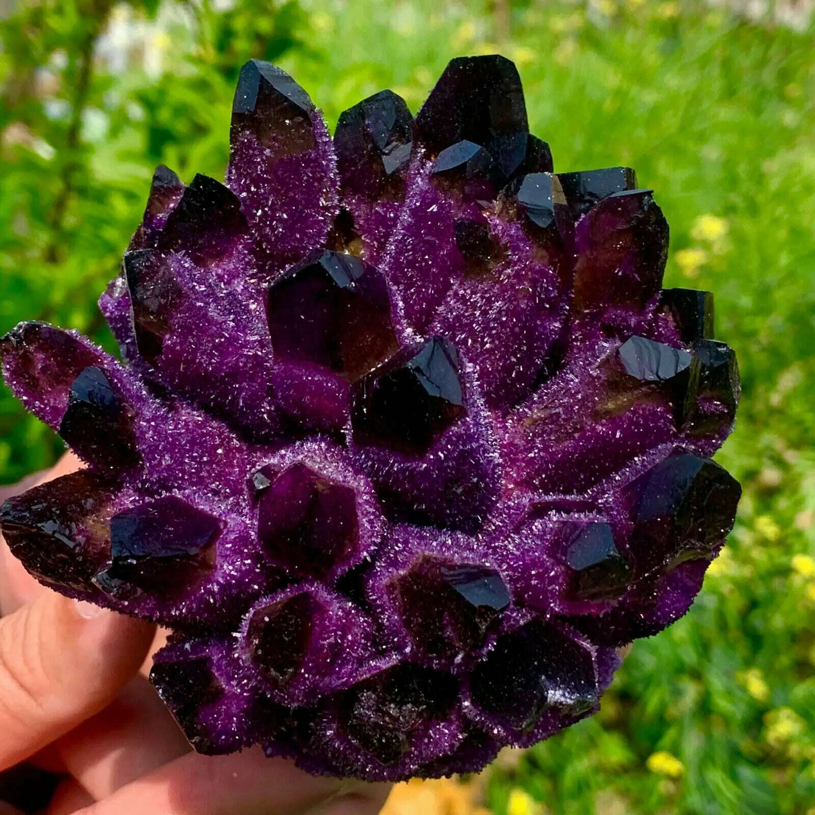 Natural violet Ghost Phantom Quartz Crystal Cluster Healing Specimen - KIMLUD